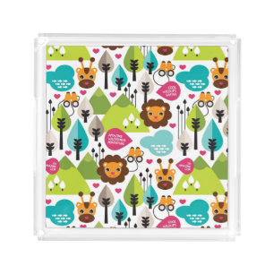 retro kids safari lion wildlife acrylic tray
