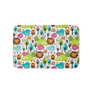 retro kids safari lion wildlife bathroom mat