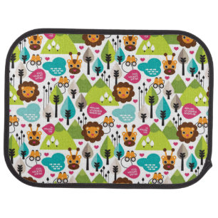retro kids safari lion wildlife car floor mat