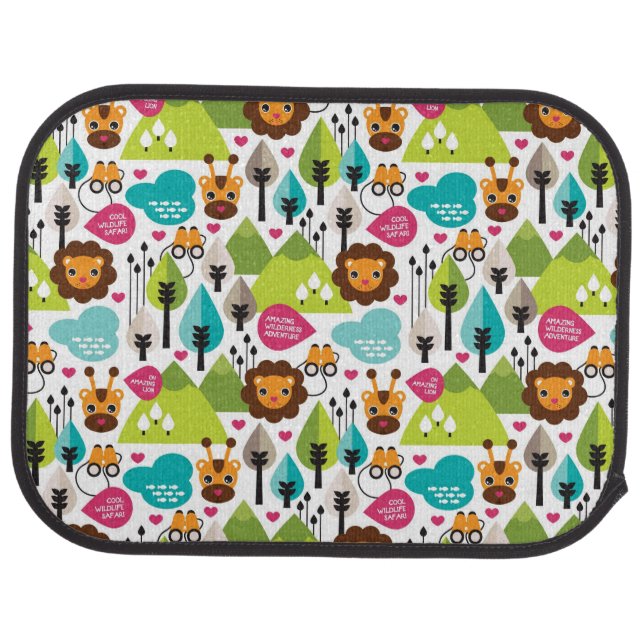 retro kids safari lion wildlife car floor mat (Rear)