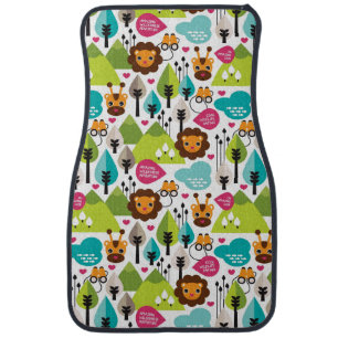 retro kids safari lion wildlife car mat