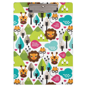 retro kids safari lion wildlife clipboard
