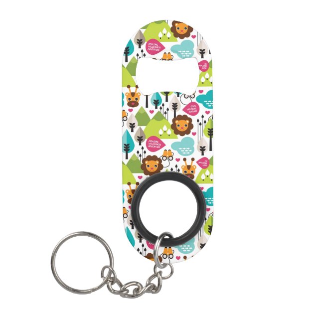 retro kids safari lion wildlife keychain bottle opener (Front)