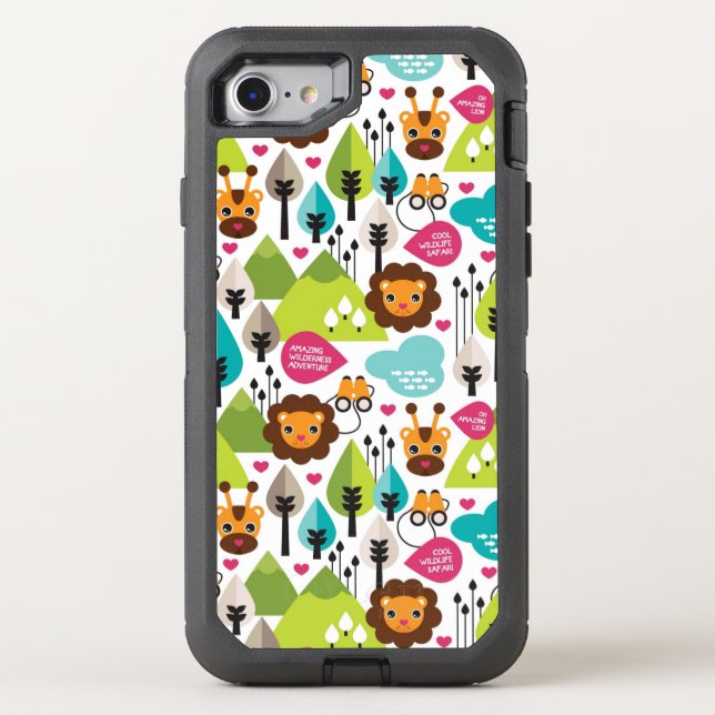 retro kids safari lion wildlife otterbox iPhone case (Back)