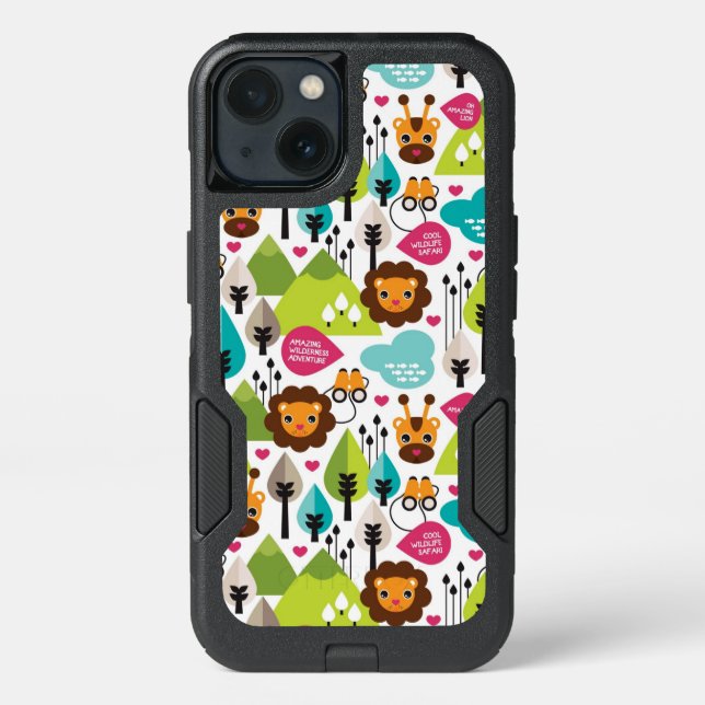 retro kids safari lion wildlife otterbox iPhone case (Back)