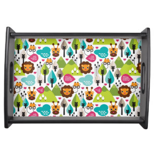 retro kids safari lion wildlife serving tray