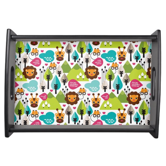 retro kids safari lion wildlife serving tray (Front)