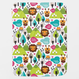 retro kids safari lion wildlife stroller blanket