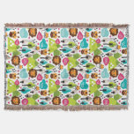 retro kids safari lion wildlife throw blanket