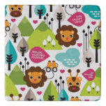 retro kids safari lion wildlife trivet