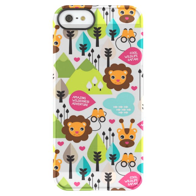 retro kids safari lion wildlife uncommon iPhone case (Back)