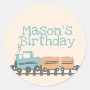 Retro Kids Train 1st Birthday Party Classic Round Sticker