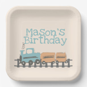 Retro Kids Train 1st Birthday Party  Paper Plates