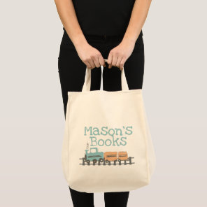 Retro Kids Train  Name Library Books   Tote Bag