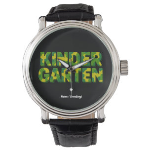 Retro Kindergarten Boys Teacher Camouflage Funny Watch