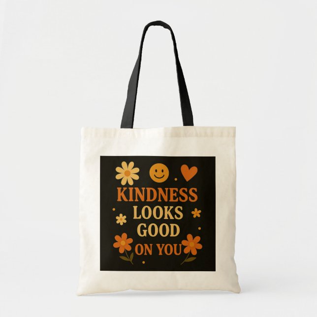 Retro Kindness Tote Bag – “Kindness Looks Good On  (Front)