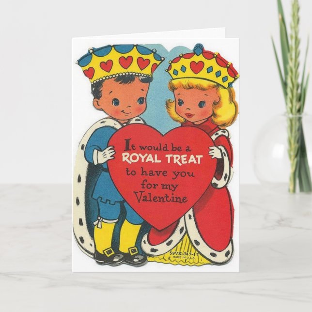 Retro King And Queen Royal Valentine's Day Card (Front)