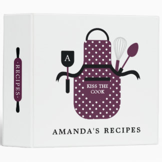 Retro Kiss the Cook Apron Bridal Shower Recipe 3 Ring Binder