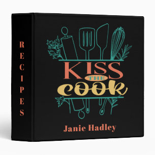 Retro Kiss The Cook Recipe 3 Ring Binder