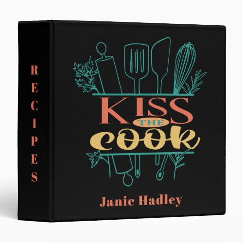 Retro Kiss The Cook Recipe  3 Ring Binder