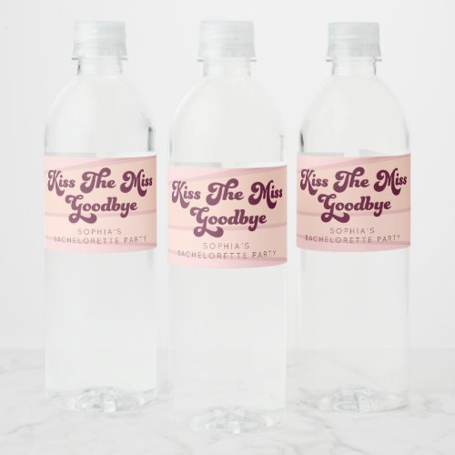 Retro Kiss The Miss Bachelorette Water Bottle Label