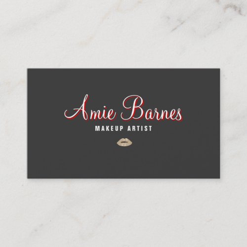 Retro Kissing Lips Makeup Artist Black Beauty Business Cards