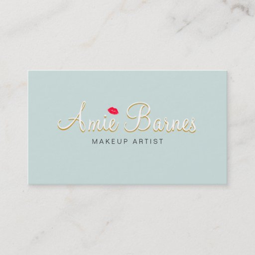 Customizable Retro Kissing Lips Makeup Artist Cosmetology Business Card