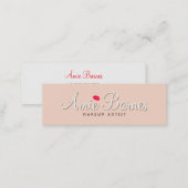 Retro Kissing Lips Makeup Artist Cosmetology Peach Mini Business Card (Front/Back)