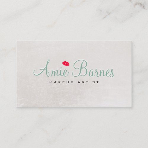 Retro Kissing Lips Makeup Artist Shimmery White Business Card Templates