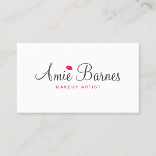 Retro Kissing Lips Makeup Artist White Beauty Business Card
