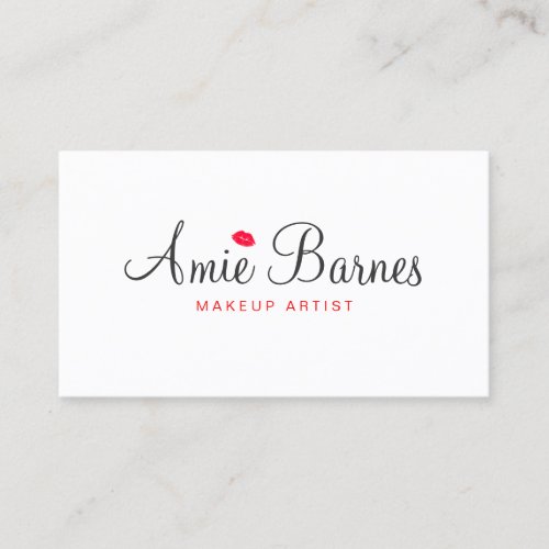 Retro Kissing Lips Makeup Artist White Beauty Business Cards