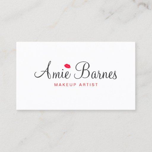 Customizable Retro Kissing Lips Makeup Artist White Beauty Business Cards