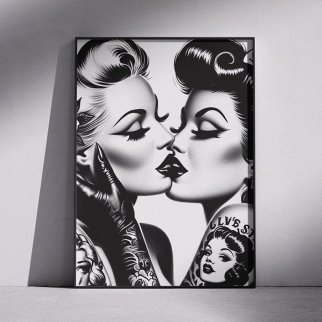 Retro Kissing Pin-ups Poster (Creator Uploaded)