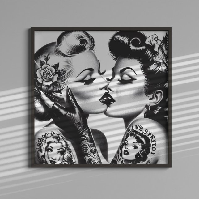 Retro Kissing Pin-ups Poster (Creator Uploaded)
