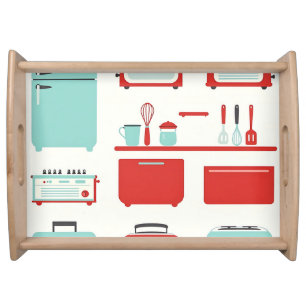 Retro Kitchen Appliances Pattern Serving Tray