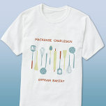 Retro Kitchen Bakery Cafe Catering Business T-Shirt<br><div class="desc">Retro kitchen cooking utensils design,  perfect for a catering business,  cafe,  restaurant,  bakery,  cook or chef.  Change or remove the text to customize.</div>