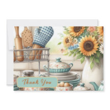 Retro Kitchen Bridal Shower Flat Thank You Card
