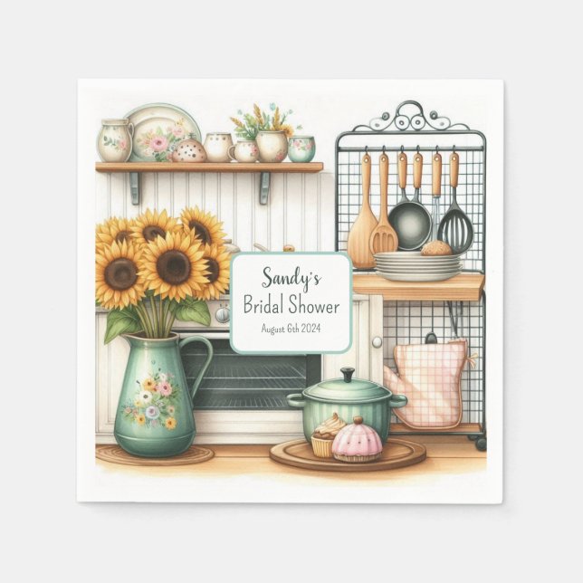 Retro Kitchen Bridal Shower Paper Napkin (Front)