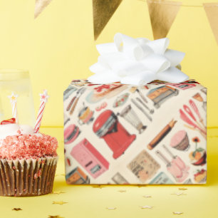 Retro Kitchen Cakes and Tools Wrapping Paper