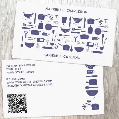 Retro Kitchen Catering Bakery Cook QR Code Business Card