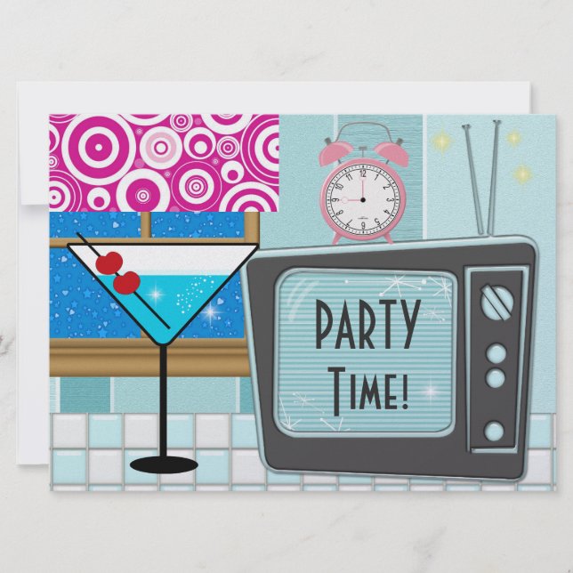 Retro Kitchen - Cocktail -  Dinner Party - SRF Invitation (Front)