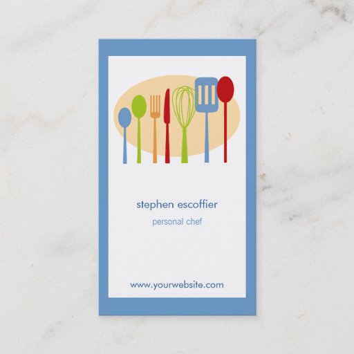 Customizable Retro Kitchen Cooking Utensils Chef Business Card