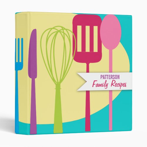 Retro Kitchen Cooking Utensils Recipe Binder