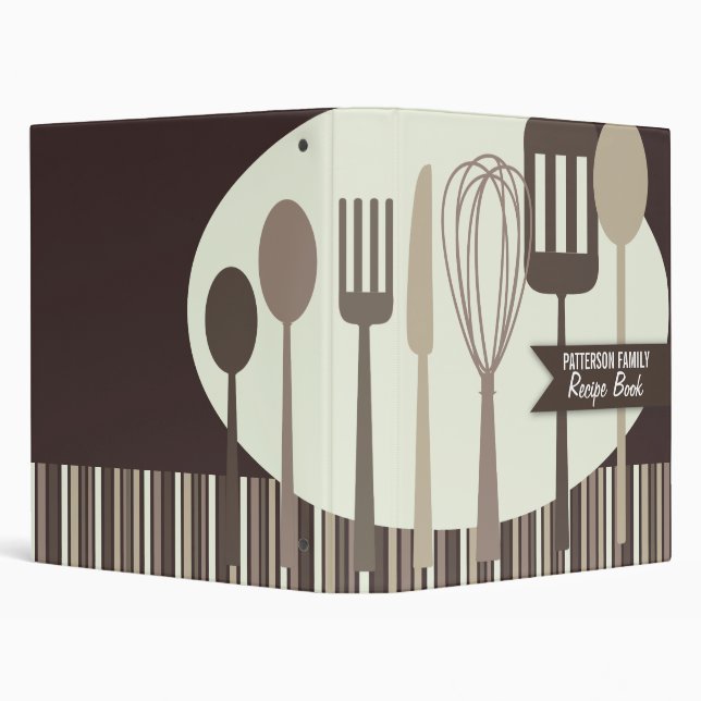 Retro Kitchen Cooking Utensils Recipe Binder (Background)