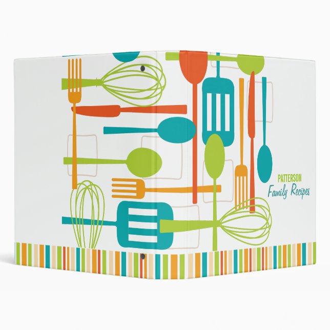 Retro Kitchen Cooking Utensils Recipe Binder (Background)