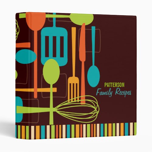 Retro Kitchen Cooking Utensils Recipe Binder