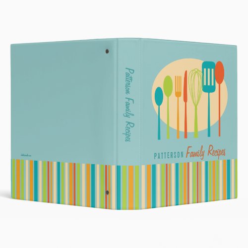 Retro Kitchen Cooking Utensils Recipe Binder