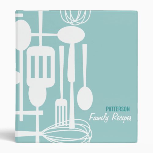 Retro Kitchen Cooking Utensils Recipe Binder