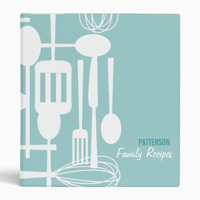 Retro Kitchen Cooking Utensils Recipe Binder (Front)