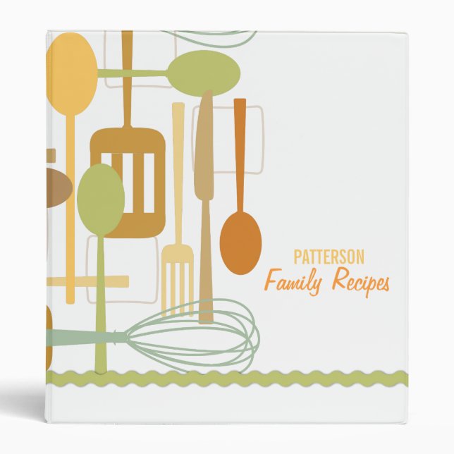 Retro Kitchen Cooking Utensils Recipe Binder (Front)
